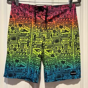 Hurley Boys Gradient Neon Graphic Board Shorts Size 16/28